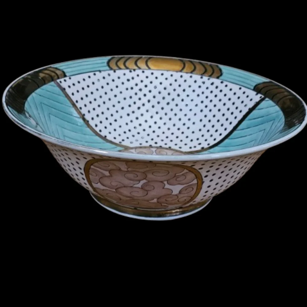 *Kinder Vintage Harris Bowl With Polkadots, Chinoiserie Chic Style